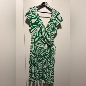 Maggy London Green Tropical Print Midi Dress